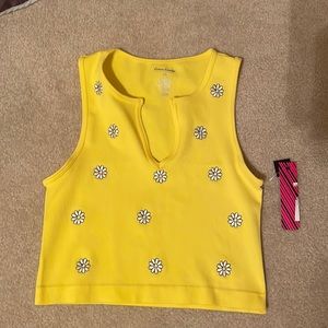 Bright yellow crop top with daisies BRAND NEW WITH TAG